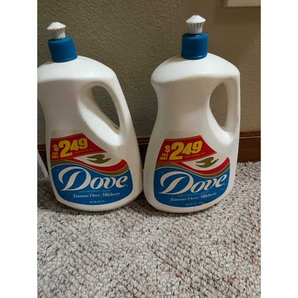 Dove Other - Vintage Dove Dishwashing Liquid Bottles Lot of 2 48oz Famous Dove Mildness Prop